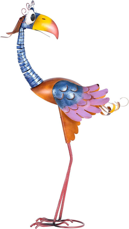 Tooarts Metal Garden Bird Statue Standing Animal Backyard Ornaments Outdoor Sculpture for Lawn