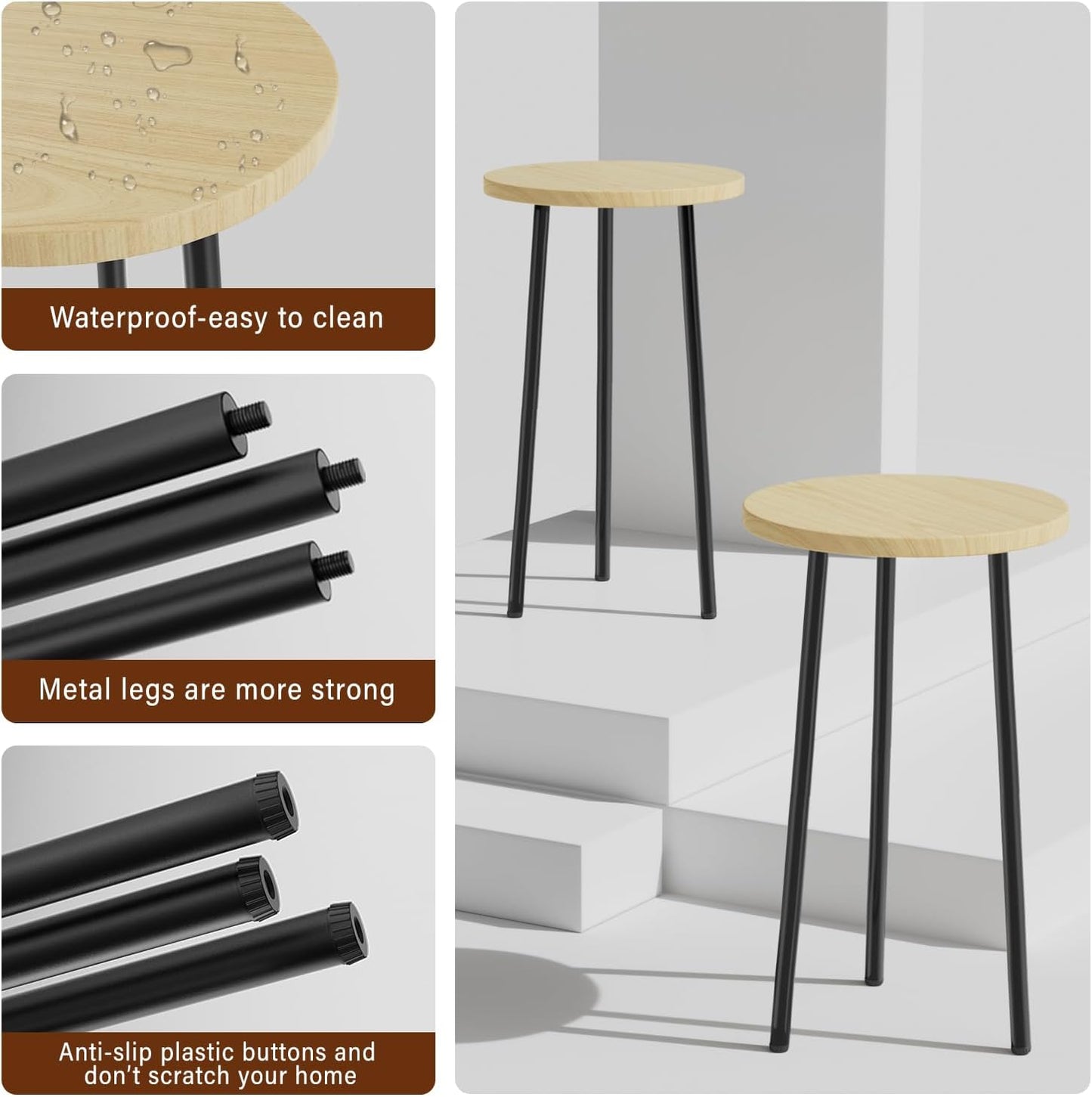 Plant Stand Indoor 2 Pack: Corner Wood 20 Inch Plant Stand Mid Century Modern Decor - Small Round Plant Table for Indoor Plants - Outdoor Plant Holder for Patio Living Room Bathroom Office (Burlywood)