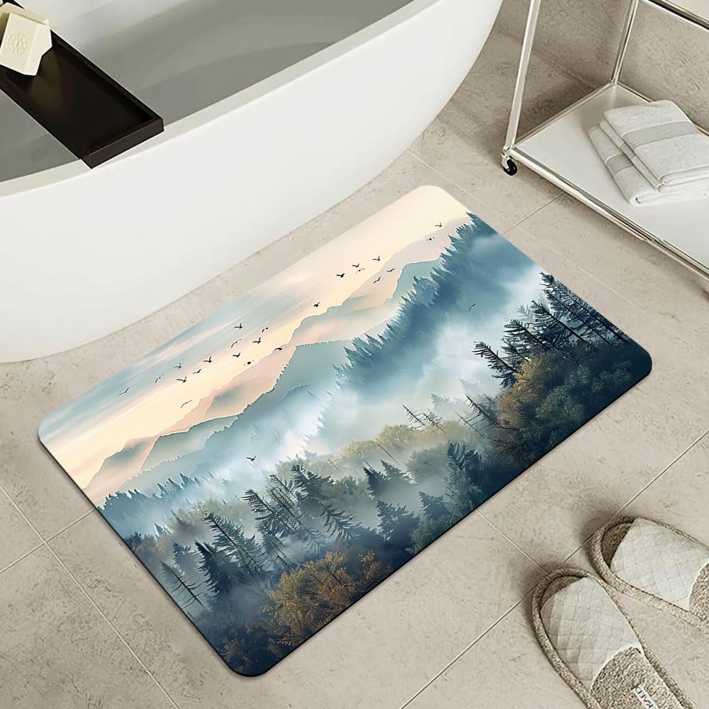 Bath Matcccccccc，Beautiful Misty Forest-16×24Inch (40 * 60cm)