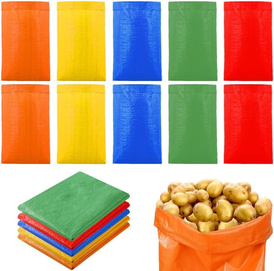 10Pcs Colorful Potato Sack Race Bags, Reusable Vegetable Storage Bags for Potato Tomato Onion Bean Storage
