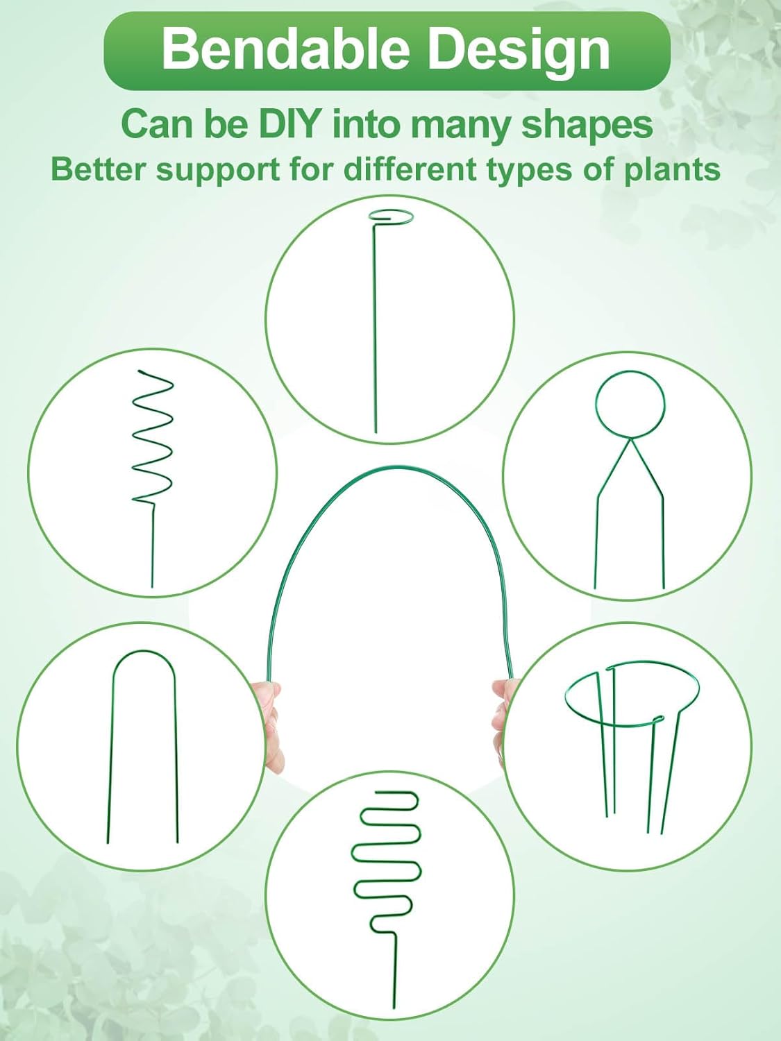 16ft Bendable & Cuttable Plant Stakes, Green Orchid Flower Stem Support Sticks with 800 Ties for Monsteras Money Trees Indoor Potted Plants Beans