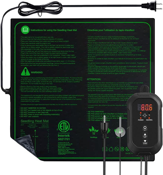 20"x 20" Seedling Heat Mat with Digital Thermostat Combo Set,ETL Certified and Durable Waterproof Warm Hydroponic Heat Mat for Germination,Indoor Gardening,Brewing and Greenhouses