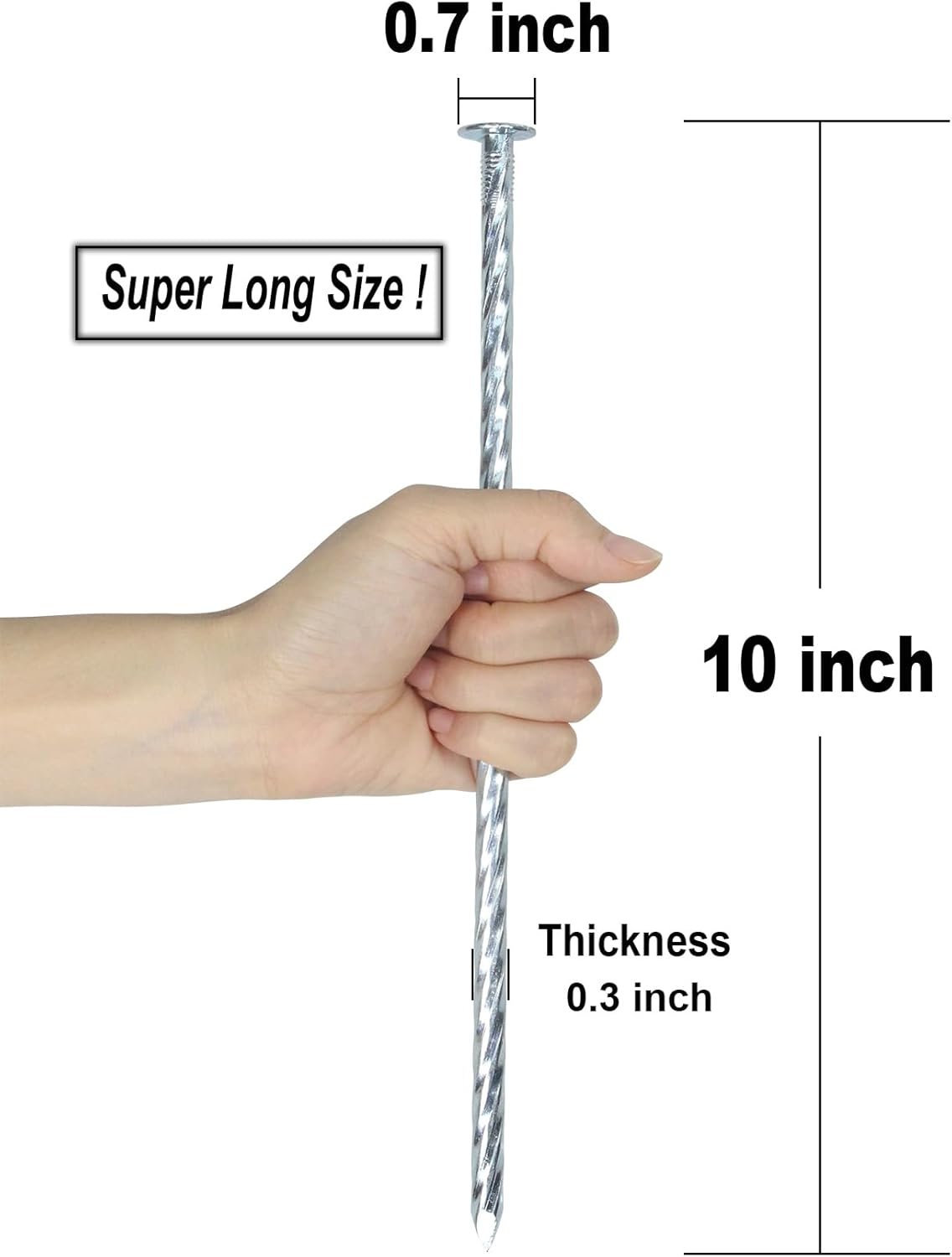 10 Inch Landscape Stakes Galvanized Metal Landscape Edging Anchoring Spikes Stakes, Camping Stakes Tent Pegs for Artificial Turf, Paver Edging, Weed Barrier, House Construction, Carpentry (50)