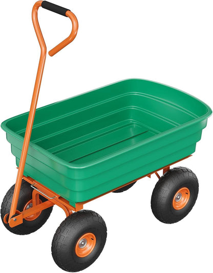 Garden Dump Cart - 600Lb Capacity Heavy Duty Yard Utility Garden Cart with Removable Dump Bed, All-Terrain Tires & 180° Adjustable Handle for Soil, Plants, Tools