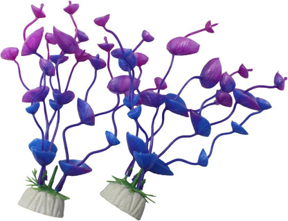 4 Pcs Green Artificial Plastic Plants Fish Tank Plants Fish Aquarium Decoration (Purple)