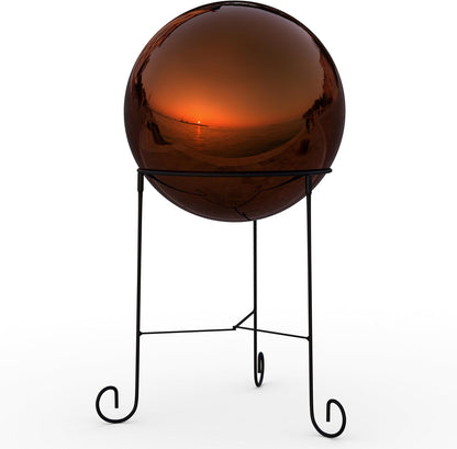 Lulu Decor, Dark Copper Stainless Steel Gazing Mirror Ball Size 14 with Stand