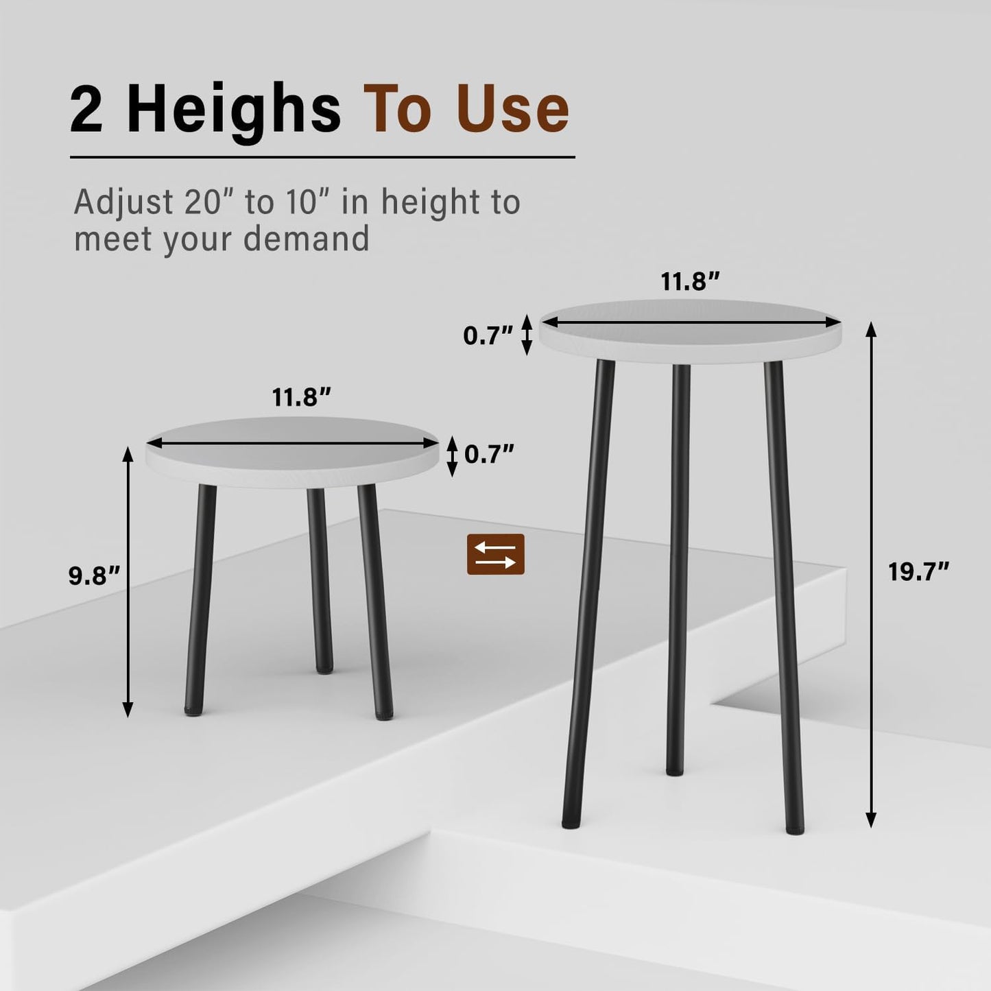 Plant Stand Indoor 2 Pack: Corner Wood 20 Inch Plant Stand Mid Century Modern Decor - Small Round Plant Table for Indoor Plants - Outdoor Plant Holder for Patio Living Room Bathroom Office (White)