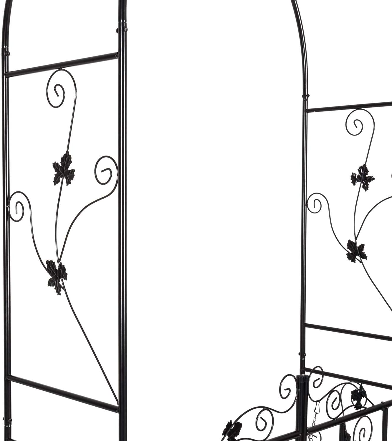 Kinfant Metal Garden Arch Arbor with Gate, Garden Archway for Outside, Heavy-Duty Garden Arch Trellis for Wedding Decoration, Climbing Plants, Backyard and Outdoor Patio(Black)