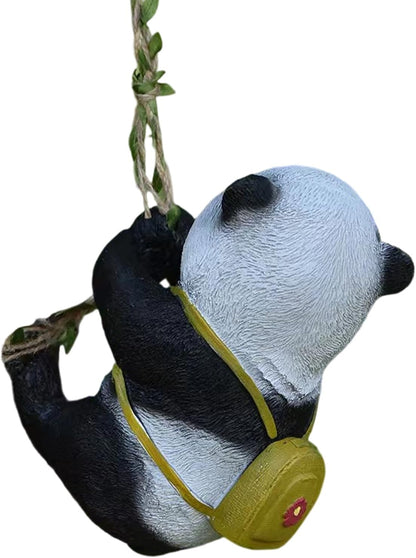 Outdoor Panda Resin Hanging - Rope Decor Statue, Animal Suspended Ornament, Ideal for Patio, Lawn & Courtyard Decoration, Housewarming Gift for Friends