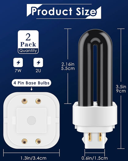 PACETAP 2 Pack 41050 7W Replacement Bulbs Compatible with DT1050 DT1100 DT1250, 1/2 Acre Replacement Bulb U Shape Replacement Bulbs Light