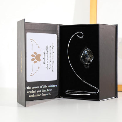 Dog Memorial Gifts, Elegant Pet Sympathy Suncatcher Loss of Dog, Modern Remembrance Prism for Lost Pets with Gift Box and Keepsake Card, Crystal Sun Catcher in Memory of Pet Cat