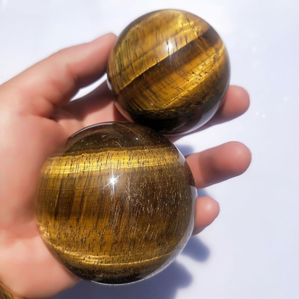 4-5CM/1.58-1.97inch Ttiger Eyes Crystal Ball Polished Natural Tiger Eye Stone Sphere Decorative Sphere Healing Crystals Ball Stone Crafts Home Decor Ornament Gifts (40-50mm, Tiger's Eye)