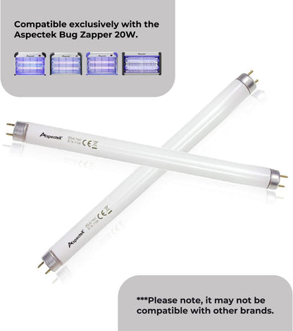 ASPECTEK Bug Zapper Mosquito UV Lamp Replacement Bulbs - Pack of 2X 10W UV Light Tubes, Compatible with ASPECTEK 20W Electronic Bug Zapper Models for Indoor Use