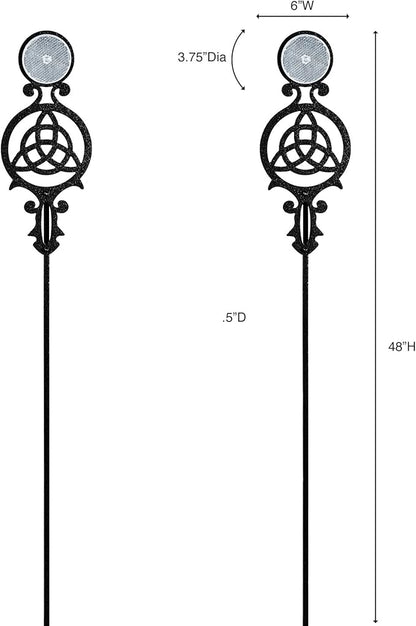 Touch of Class Pathways Reflective Driveway Marker Stake Set of Two for Outdoor Use | Celtic Knot Emblem Design | Personalized Tall Reflector Set of 2 | Black Durable Finish