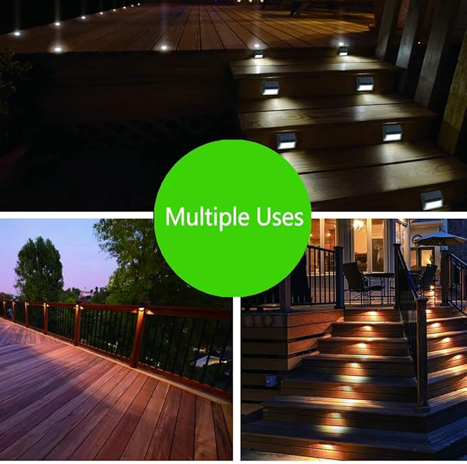 Solar Lights Outdoor, Waterproof Solar Powered Deck Step Lights for Patio Garden Backyard Garage Driveway Pathway Outside Wall Lighting (Warm White/6 Pack)