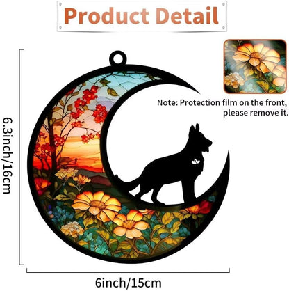 Suncatcher Dog Memorial Gifts for Loss of Dog, Dog Remembrance Gift for Dog Lovers, Pet Loss Sympathy Gift, Puppy Adult Dog Bereavement Gift (German Shepherd, 6“)