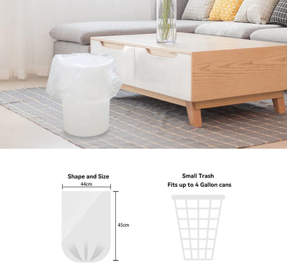 2 Gallon Trash Bag, Small Garbage Bags, No Flaps/Ties, 112 Count, 44x45cm, 3g/pcs, Unscented, White