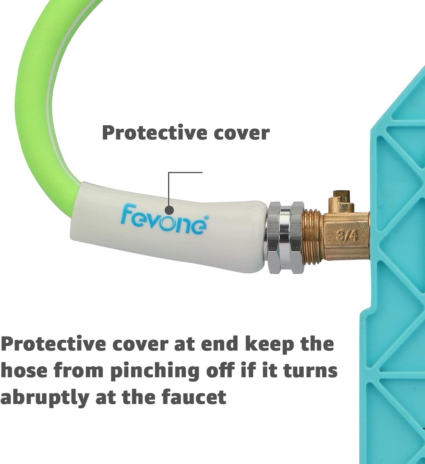 Fevone 50 ft x 5/8" Heavy Duty Garden Hose, Drinking Water Safe, Flexible & Kink-Free Hybrid Polymer Water Hose, Lightweight Outdoor Hose with 3/4" Solid Aluminum Fittings