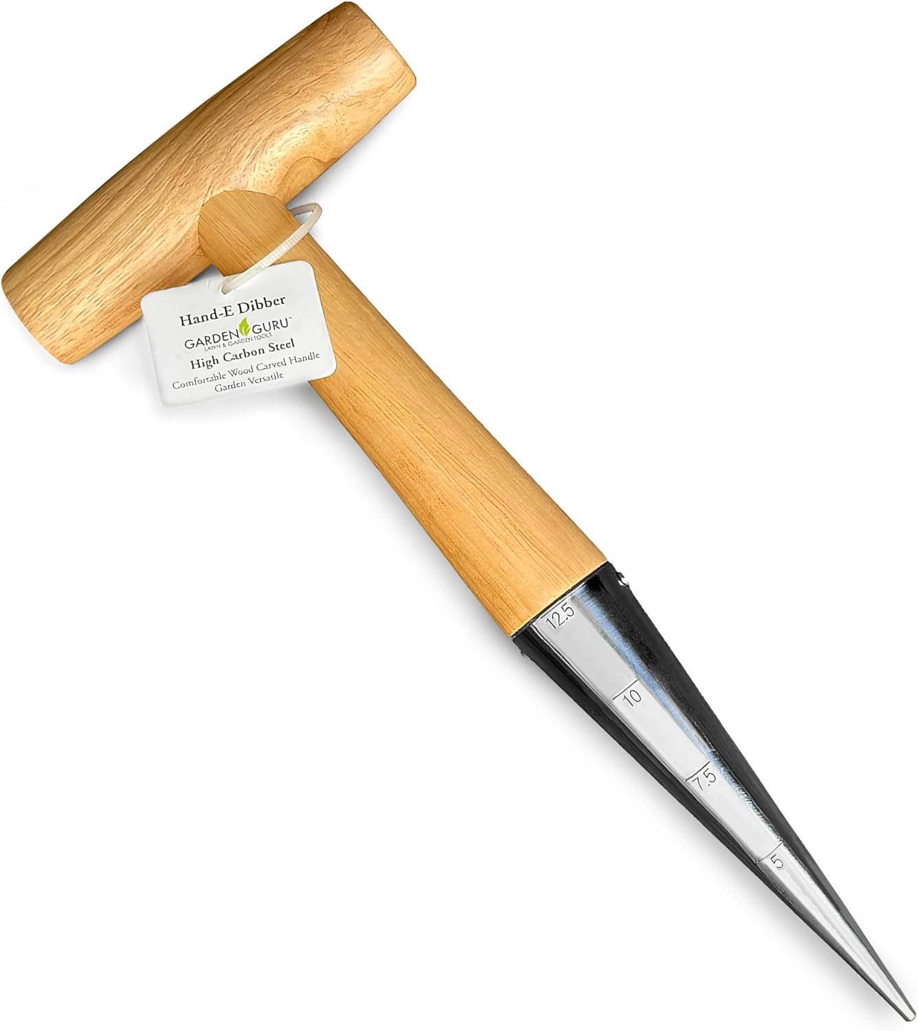 Garden Guru Steel Dibber Bulb Planter Tool for Planting Seeds & Bulbs - Depth Measurements, High Carbon Steel & Comfortable Wood Carved Handle - for Planting Flowers, Tulips - 1 Case (100 Pcs)