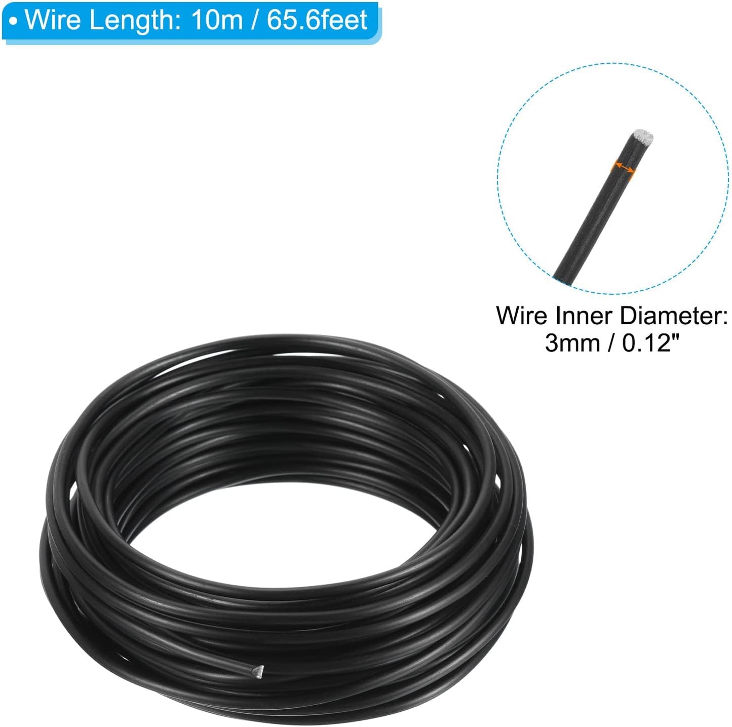 PATIKIL 3.0mm Bonsai Training Wire, Floral Wire Stems Anodized Aluminum Tree Wire 32.8 Feet Total for Gardening Branch Fixing, Black