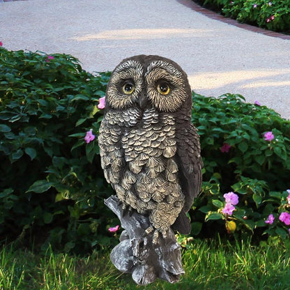 Solar Owl Garden Statues Outdoor Decor Resin with Solar Lights Sculpture for Porch Patio Lawn Yard Decorations Christmas Housewarming Gifts for Women Mom