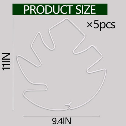 5PCS Monstera Plant Stem Support White - 11x9.4 inches, Durable Adjustable Leaf Supports for Indoor Plants, Fishbone Cactus Stake Holder for Garden Stability