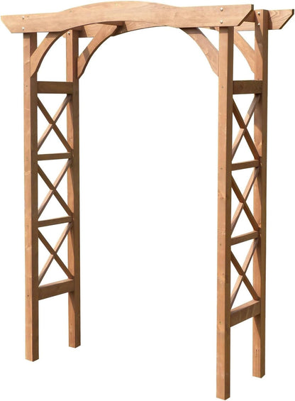 Maykoosh Asian Aesthetics Arbor, 60" W x 79.53" H, Rectangular Wooden Garden Arbor with Traditional Lattice Pattern - Brown