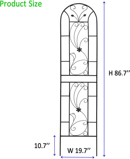 Garden Trellises, 2 Pack Black Metal Coated Rustproof Trellis for Climbing Plants Outdoor, Roses, Vines, Flowers, and Vegetables-86.7" x 19.7"
