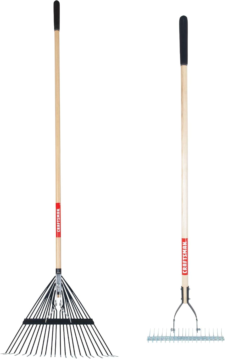 CRAFTSMAN 2-Piece Raking Set with Lawn & Thatching Rakes, Wood Handles with Cushion Grips, for Leaves, Dethatching, Dead Grass, Cultivating