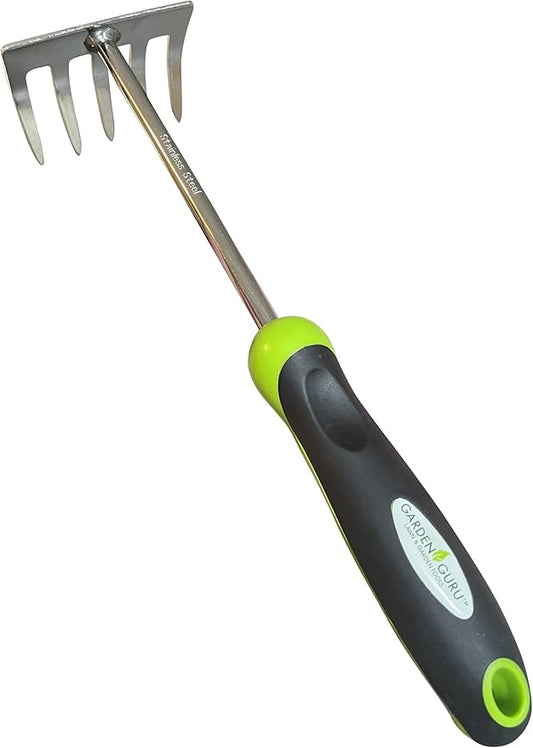 Garden GURU Stainless Steel Hand Rake Cultivator Tiller Tool - Stainless Steel for Ultimate Strength - Rust Resistant - Ergonomic Handle - Great for Gardening Cultivating Loosening - 1 Case (50 Pcs)