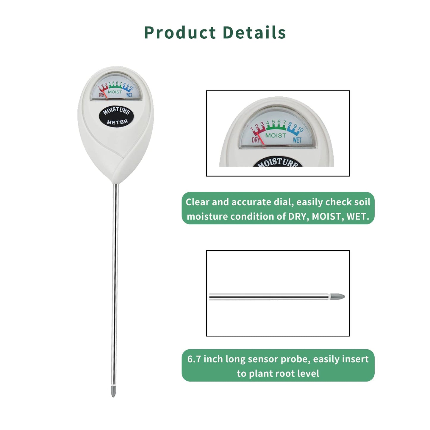 Censinda Soil Moisture Meter, Soil Moisture Monitor for House Plants, Soil Hygrometer Moisture