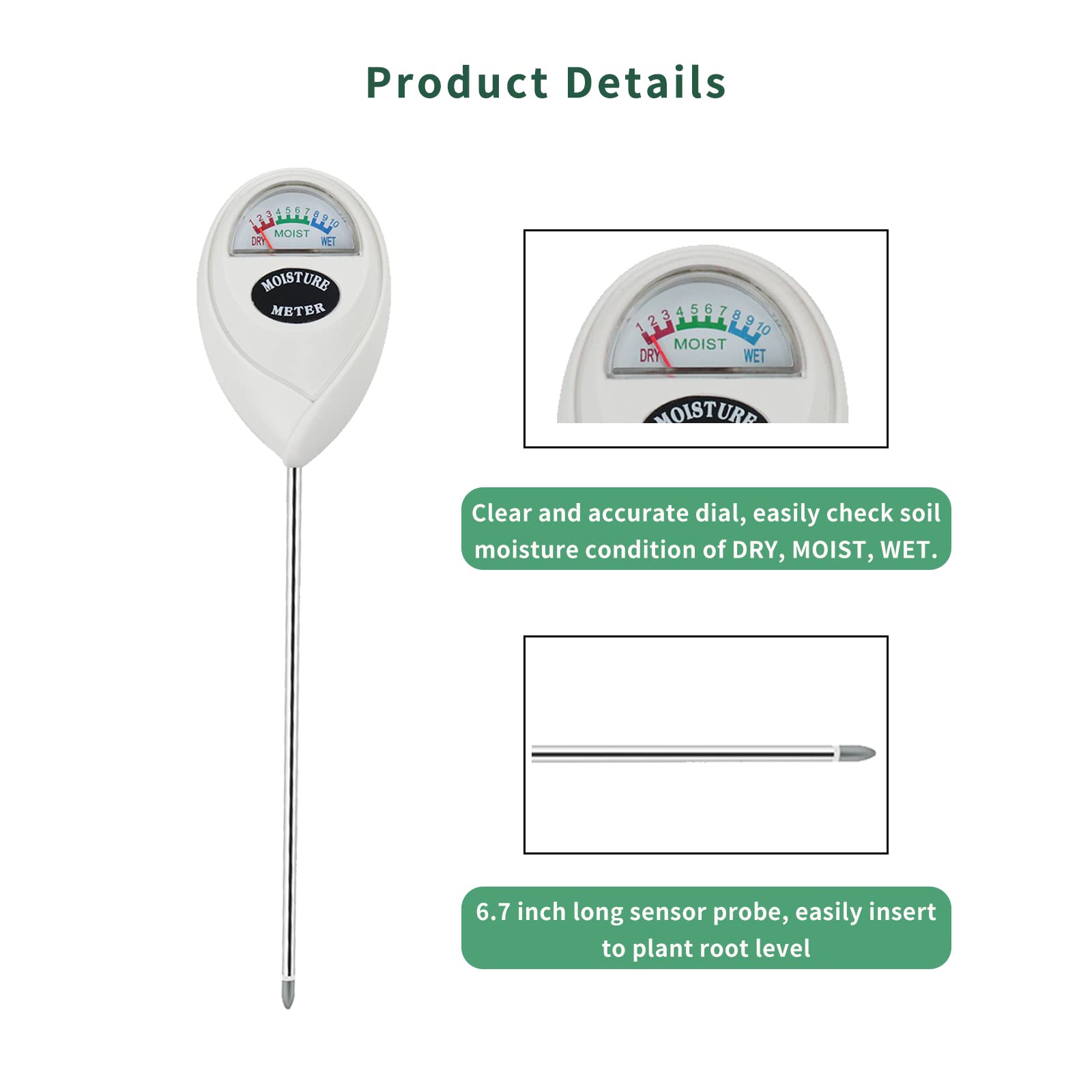 Censinda Soil Moisture Meter, Soil Moisture Monitor for House Plants, Soil Hygrometer Moisture