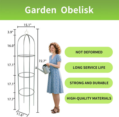 2 Pack Garden Obelisk Trellis for Climbing Plants Outdoor Tall Round Trellis for Potted Plants Indoor Climbing Vine Rose Clematis Vegetable Cucumber Supports, Lightweight