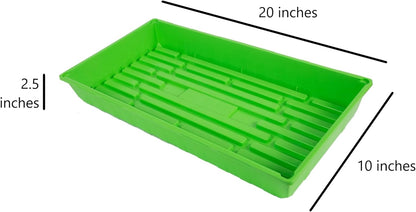 SUNPACK 10" x 20" Mega Plastic Seed Starting Tray, Green, 2.5" - No Drainage Holes, Ideal for Greenhouses or Indoor Gardening - Made of Thick, Strong Plastic