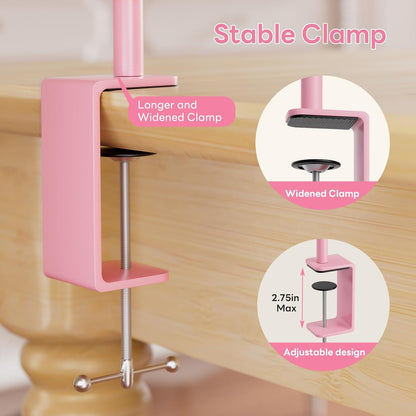 Over The Table Rod Stand with Clamps, Adjustable 32''-79'' Tall 32"-131" Length, Pink Table Arch Stand Metal Balloon Frame Hanging Rod for Weddings Birthdays Party Garden Arbors Decoration
