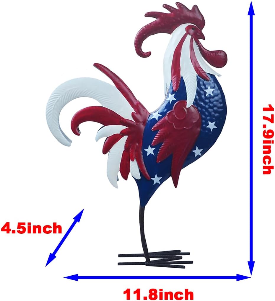 Rooster Statue Creative Chicken Animal Sculpture Garden Decoration Metal Yard Art for Patio Lawn Backyard Outdoor Indoor Decoration