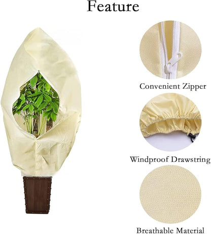 gardtree Plant Covers Freeze Protection 47.2" x 70.8" 2 Packs 2.4oz/yd², Thickened Winter Plant Frost Protection Garden Cold Weather Tree Wrap with Zipper Drawstring for Outdoor Shrub Potted Plant