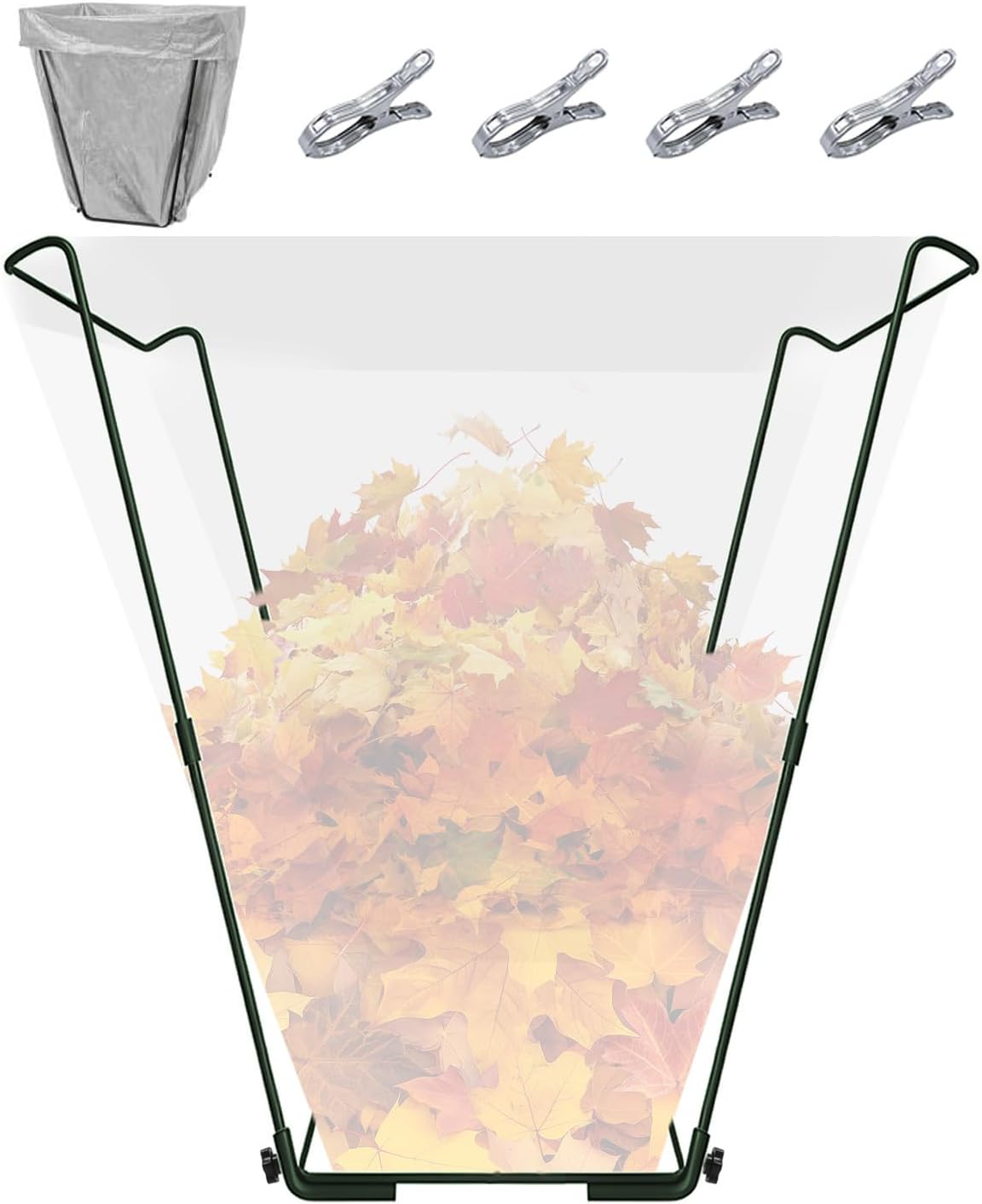 Jayhalo Trash Bag Holder, Outdoor Metal Leaf Bag Holder Stand 30-45 Gal, Portable Garbage Bag Holder Frame for Garden Camping Portable Trash Can, Leaf Bag Holds Disposable Bags, Freestanding Design