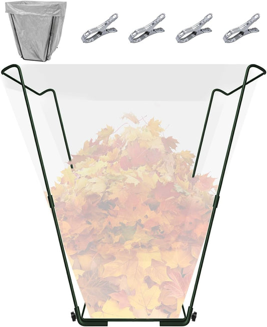Jayhalo Trash Bag Holder, Outdoor Metal Leaf Bag Holder Stand 30-45 Gal, Portable Garbage Bag