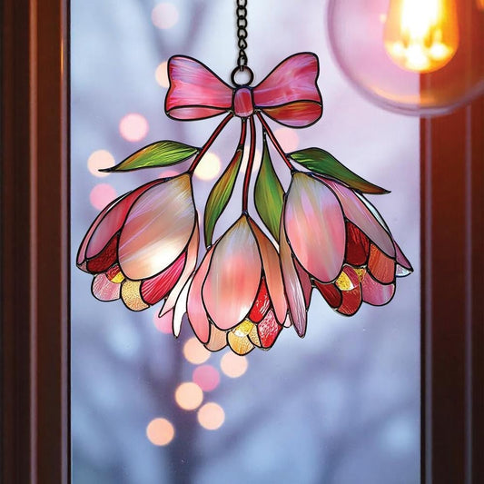 Tulip Acrylic Suncatcher Birth Flower Faux Stained Window Hanging Perfect Birthday for Her Room