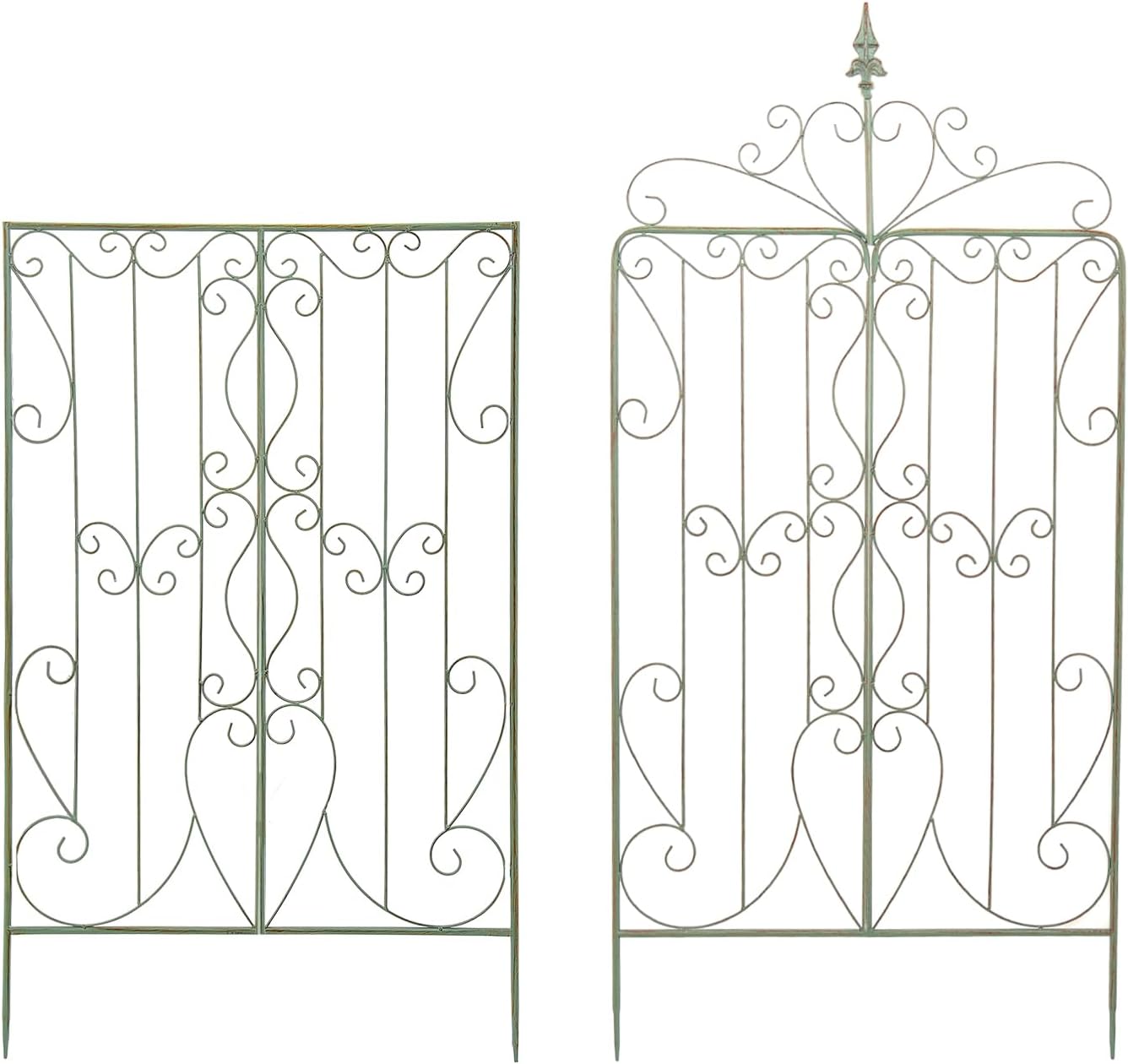 Sungmor 2 Pack Large Garden Trellis for Climbing Plants, 92.5 Inch Tall Rustic Green Garden Metal Trellis, Decorative Trellis for Outdoor Rose Vines Cucumbers Support, Greenhouse, Flowerbed, Backyard