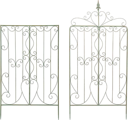 Sungmor 2 Pack Large Garden Trellis for Climbing Plants, 92.5 Inch Tall Rustic Green Garden Metal Trellis, Decorative Trellis for Outdoor Rose Vines Cucumbers Support, Greenhouse, Flowerbed, Backyard
