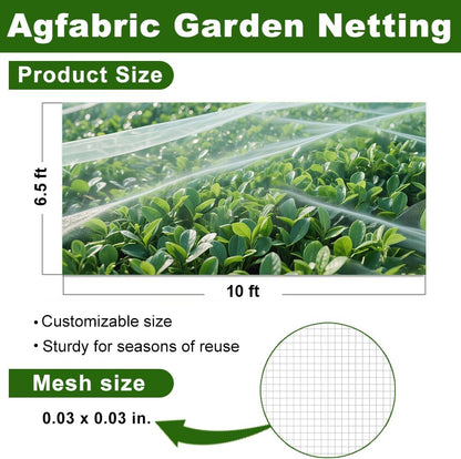 Agfabric Garden Netting 6.5'x10' Insect Pest Barrier Bird Netting for Garden Protection,Row Cover Mesh Netting for Vegetables Fruit Trees and Plants,White,2 Pack