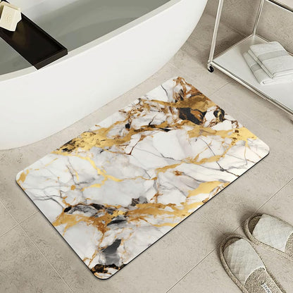Bath Mat-Bathroom Rug，Abstract Marble Gold-Absorbent Non Slip Quick Dry Stain Resistant Easy to Clean Care Shower Rug for Bathtub Shower Room 17×27.5Inch (43 * 70cm)