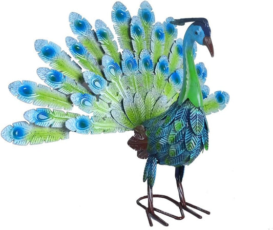 Small Peacock Statue Animal Sculpture Garden Decoration Metal Yard Art for Yard Outdoor Decoration