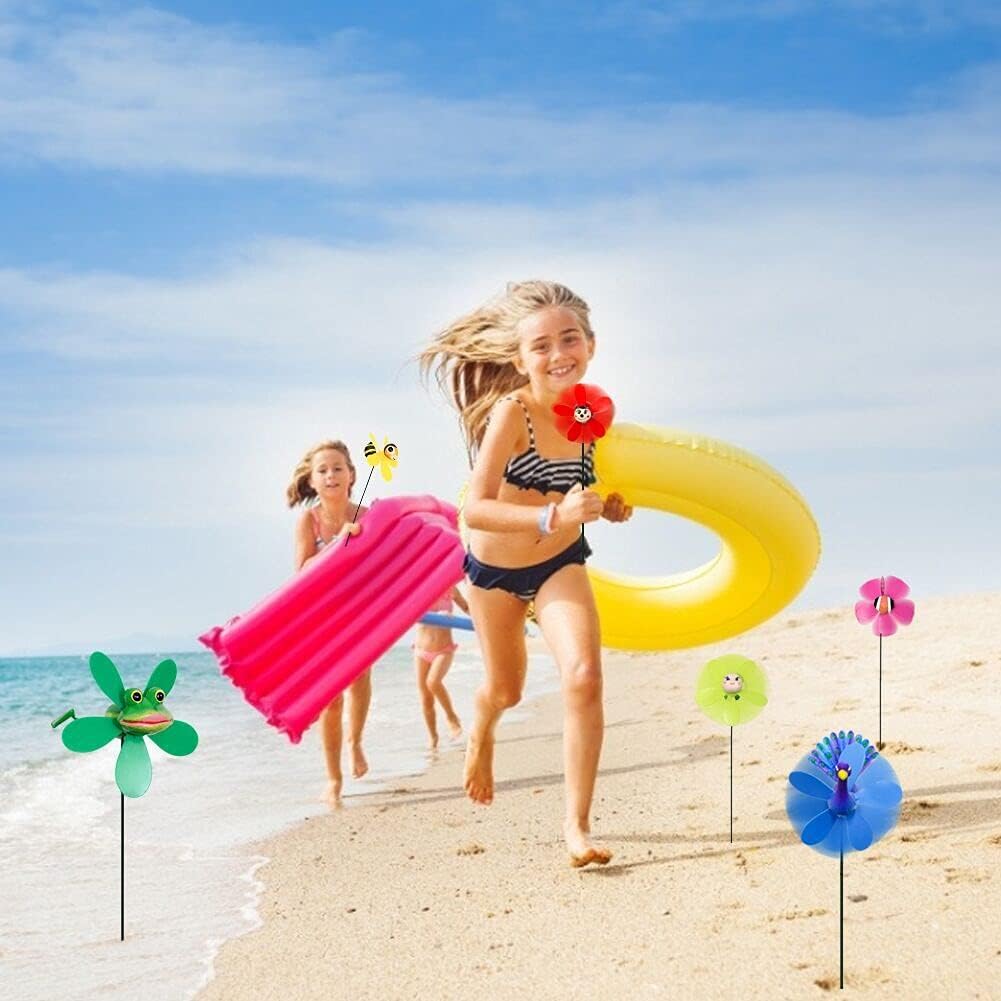 Garden Pinwheels, 6 Pack Wind Spinners with Metal Stakes, Colorful Decor Pinwheels Windmills Whirligigs Kids Toys for Outdoor Indoor Garden Yard Lawn Patio Party Wedding Decorations