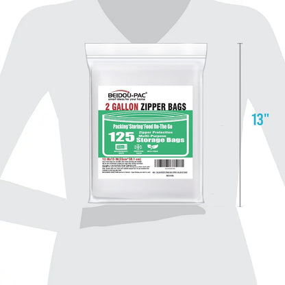2 Gallon Large Food Storage Freezer Bags, 125 Count | Double Zipper | 13" * 15", Freshness Easy Open Reclosable Clear Plastic Bags