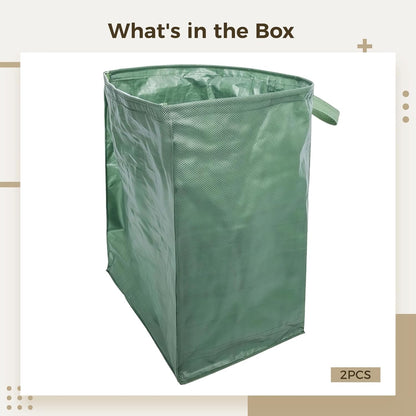 2 Pcs 53 Gallon Reusable Lawn Bags, Yard Waste Container with Easy Sweep Leaf Collector PP Material, Large Capacity, Foldable, Ideal for Leaves, Branches, and Grass Clippings