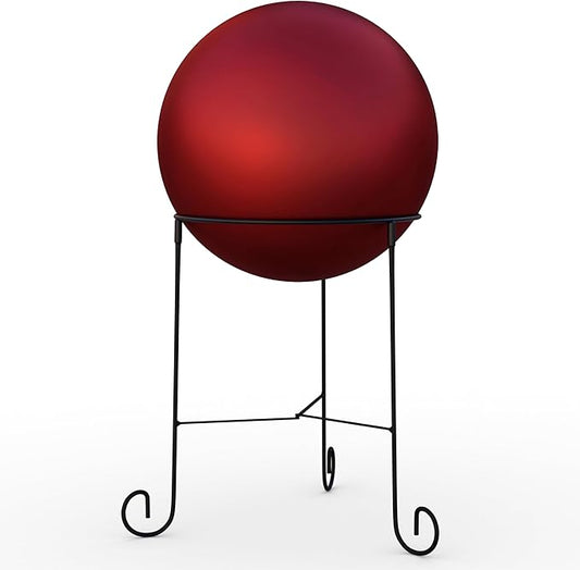 Lulu Decor, Matt Red Stainless Steel Gazing Mirror Ball Size 12 with Stand