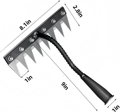 2025 New Gardening Hand Weeder Tool，Gardenia Iron Weeding Rake ，Manual Weeder Tool with Detachable Blades，Tool for Effortless Weed Removal， Flower Beds & Vegetable Patches (No Wooden Handle)